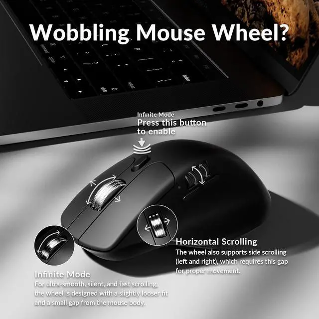 Alt view image 6 of 7 - M6 Silent Wireless Gaming Mouse 1000Hz Polling Bluetooth 5.3/2.4GHz/Wired PixArt 3311 Optical Sensor up to 12 000 DPI Lightweight 86g Programmable for Windows/Mac/Linux  Black