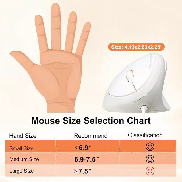 Alt view image 7 of 7 - Wired Ergonomic Mouse Optical Vertical Mice for Small Hands Reduce Wrist Strain 1000/1600 DPI 6 Buttons Compatible with MacBook PC Laptop Desktop Windows Mac OS White