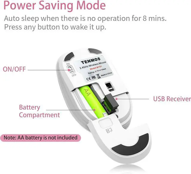 Alt view image 6 of 7 - M101 Wireless Mouse Cute Silent Computer Mice with USB Receiver 2.4G Optical Wireless Travel Mouse 1600 DPI for Laptop Notebook PC Computer (Flower)