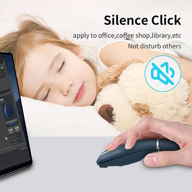 Alt view image 4 of 7 - Bluetooth Arc Travel Mouse - BT & USB Wireless Dual Mode Rechargeable Slim Rotatable Portable 3-Speed DPI Silent Computer Mouse for  Laptop PC Chromebook Tablet - Sapphire Blue