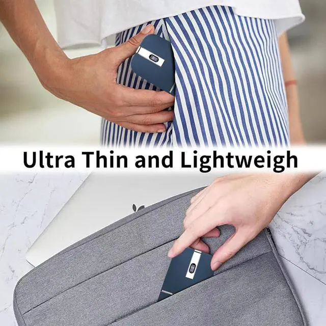 Alt view image 6 of 7 - Bluetooth Arc Travel Mouse - BT & USB Wireless Dual Mode Rechargeable Slim Rotatable Portable 3-Speed DPI Silent Computer Mouse for  Laptop PC Chromebook Tablet - Sapphire Blue