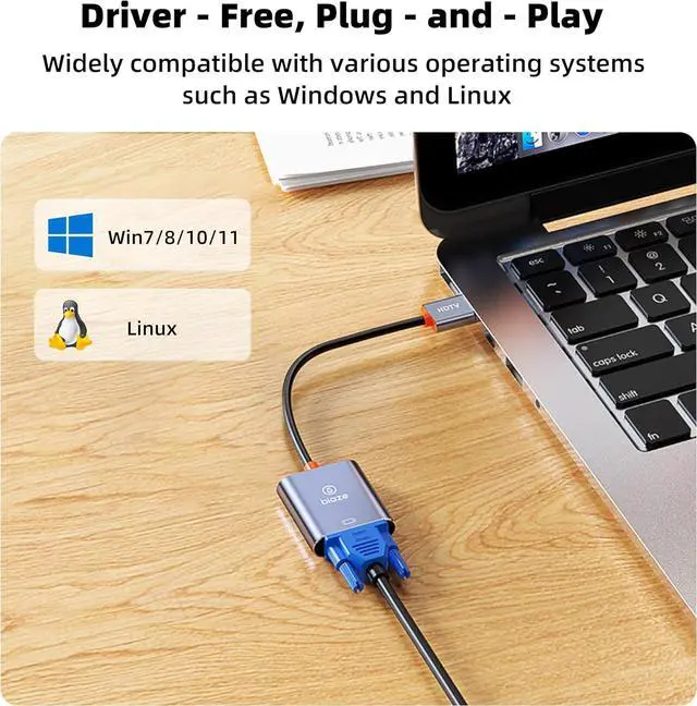 Alt view image 4 of 7 - AG6202 Chip HDMI to VGA Adapter, 1080P Video Converter for Laptop PC TV Monitor Projector, Gold Plated Connector Cable