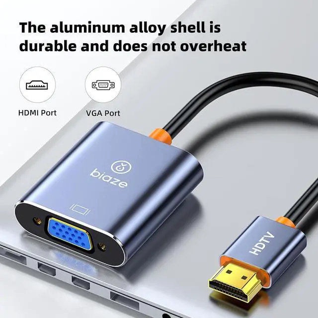 Alt view image 6 of 7 - AG6202 Chip HDMI to VGA Adapter, 1080P Video Converter for Laptop PC TV Monitor Projector, Gold Plated Connector Cable