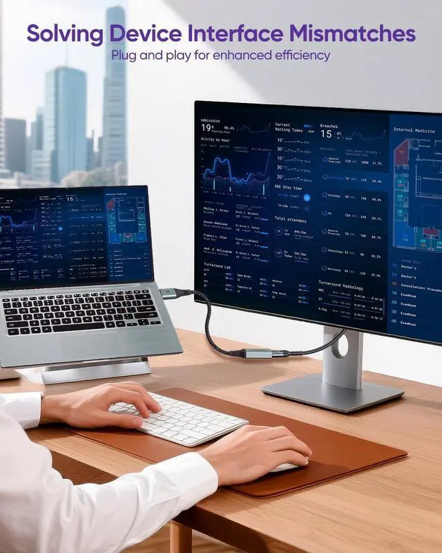 Alt view image 5 of 7 - 4K Display Port to HDMI Adapter [4K@60Hz 2K@165Hz 2K@144Hz] Uni-Directional DP Male to HDMI Female Converter for Monitor Computer TV Projector