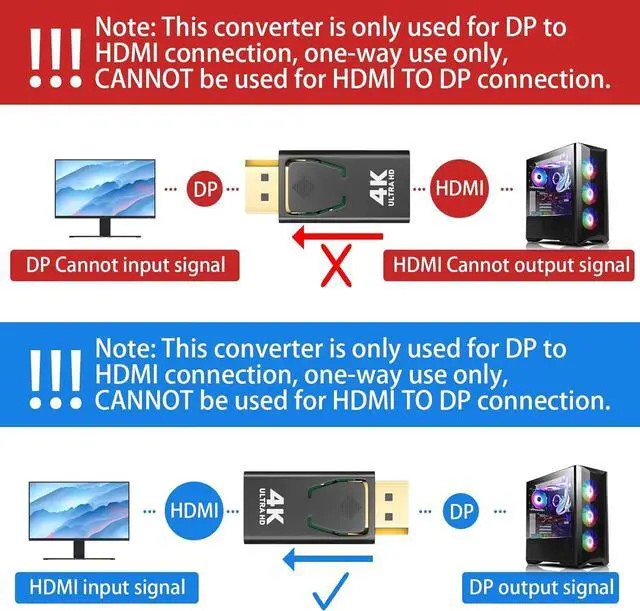 Alt view image 5 of 7 - DisplayPort to HDMI Adapter 4K 30Hz 3-Pack Uni-Directional DP to HDMI Converter (Male to Female) Compatible with Laptop/PC/Monitor/TV Stable Signal for Home Office Gaming & Streaming.