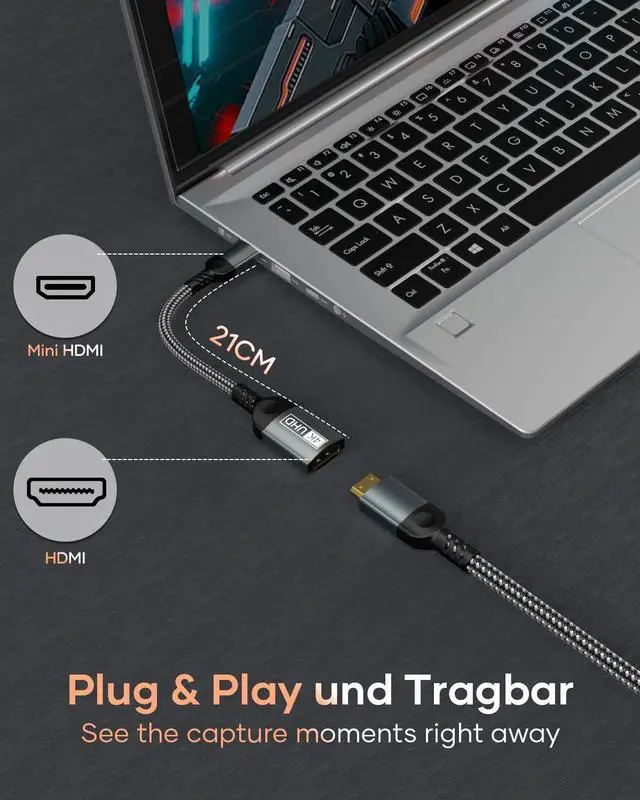 Alt view image 2 of 7 - Mini HDMI to HDMI Adapter 4K@60Hz 1440P@144Hz Mini HDMI Male to HDMI Female Extender Cable HDR 3D Compatible with Raspberry Pi Zero Camera TV Laptop Portable Monitor HDTV Camcorder