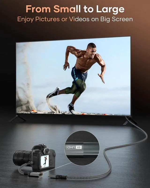 Alt view image 3 of 7 - Mini HDMI to HDMI Adapter 4K@60Hz 1440P@144Hz Mini HDMI Male to HDMI Female Extender Cable HDR 3D Compatible with Raspberry Pi Zero Camera TV Laptop Portable Monitor HDTV Camcorder