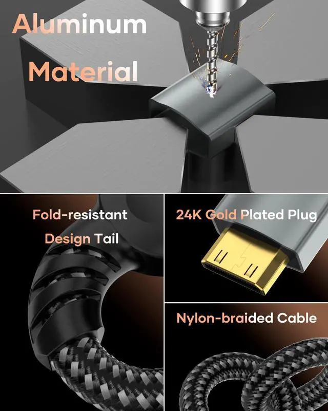 Alt view image 7 of 7 - Mini HDMI to HDMI Adapter 4K@60Hz 1440P@144Hz Mini HDMI Male to HDMI Female Extender Cable HDR 3D Compatible with Raspberry Pi Zero Camera TV Laptop Portable Monitor HDTV Camcorder