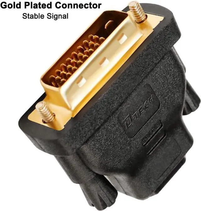 Alt view image 5 of 6 - DTech DVI to HDMI Adapter DVI Male to HDMI Female Bi-Directional DVI-D Port Converter 4K 1080P Gold Plated Connector