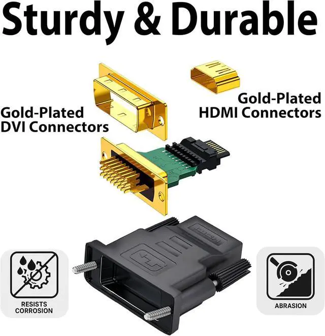 Alt view image 7 of 7 - DVI to HDMI Adapter 2-Pack  Bi-Directional DVI-D Male to HDMI Female Converter  4K/30Hz UHD Video Support for Monitor HDTV Projector PC PS4 Laptop  Gold-Plated Connectors