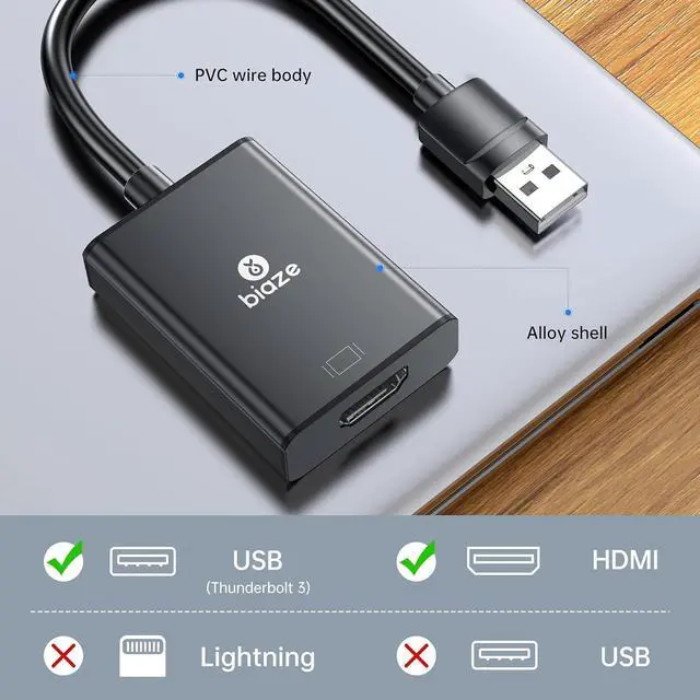 Alt view image 4 of 6 - USB to HDMI Converter, Supports 4K@60Hz HDR, Compatible with laptops/desktops/TVs/Monitors/projectors. HDMI to USB Adapter, Compatible with Windows/Mac Systems (USB to HDMI Converter)