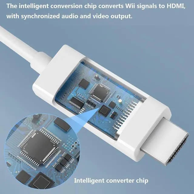 Alt view image 3 of 7 - 5ft WII to HDMI Converter Cable Adapter for use with Full HD 1080P Devices with an HDMI Port Compatible with WII U HDTV Monitor (White)