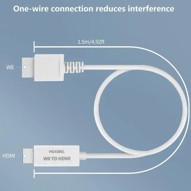 Alt view image 5 of 7 - 5ft WII to HDMI Converter Cable Adapter for use with Full HD 1080P Devices with an HDMI Port Compatible with WII U HDTV Monitor (White)
