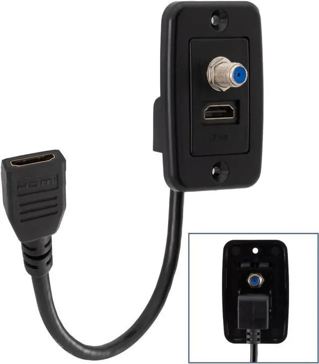 Main image of RV Cable TV Hookup Extender Coaxial Cable Connector and HDMI Wall Plate Pass Through | Does Not Convert Coax to HDMI