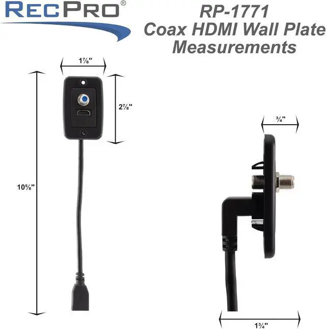 Alt view image 5 of 7 - RV Cable TV Hookup Extender Coaxial Cable Connector and HDMI Wall Plate Pass Through | Does Not Convert Coax to HDMI