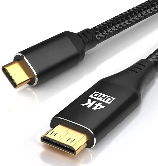 Main image of USB C to Mini HDMI Cable 5FT High Speed 4K Cord 4K@30/2K@60Hz/1080P Nylon Type C to Mini HDMI Uni-Directional Cord for Portable Monitor Steam Deck ROG Ally Laptop MacBook iPad Pro iPhone 15