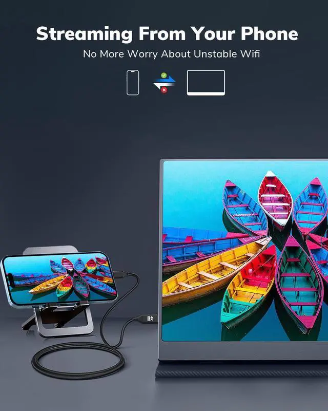 Alt view image 3 of 7 - USB C to Mini HDMI Cable 5FT High Speed 4K Cord 4K@30/2K@60Hz/1080P Nylon Type C to Mini HDMI Uni-Directional Cord for Portable Monitor Steam Deck ROG Ally Laptop MacBook iPad Pro iPhone 15