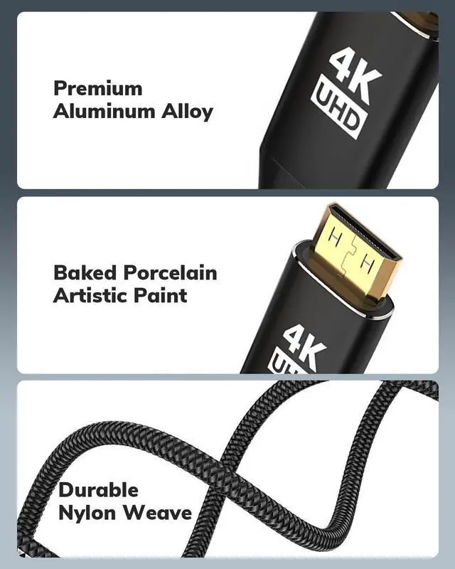 Alt view image 7 of 7 - USB C to Mini HDMI Cable 5FT High Speed 4K Cord 4K@30/2K@60Hz/1080P Nylon Type C to Mini HDMI Uni-Directional Cord for Portable Monitor Steam Deck ROG Ally Laptop MacBook iPad Pro iPhone 15