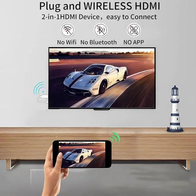 Alt view image 2 of 7 - 2025 Upgraded 2-in-1 Wireless HDMI Display Dongle Adapter 4K HDR Decode Dual Band 5G Receiver Plug & Play for Smartphone/Laptop/PC to TV/Monitor AirPlay/Miracast/DLNA Screen Mirroring with 1080P HD