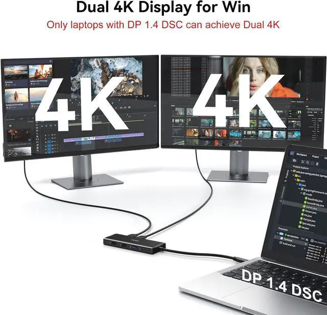 Alt view image 3 of 7 - USB C Docking Station Dual Monitor Adapter for  HP Laptop Docking Station 3 Monitors Quad Display USB C Hub Dongle to 2 HDMI 4K DP 8K VGA 4 USB PD Adapter 9 in 1 Laptop Dongle