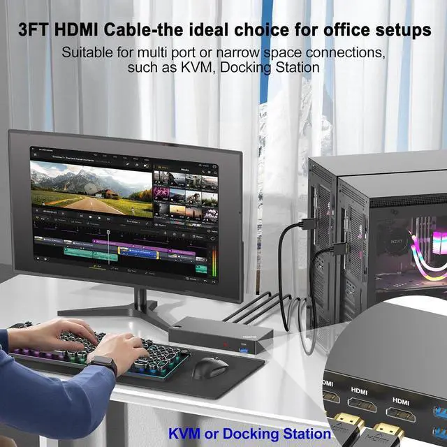 Alt view image 4 of 7 - HDMI Cable 6FT 5-Pack 4K HDMI to HDMI Cable 6FT Multi-pack Shielded HDMI 2.0 Cord 6 FT with 4K@60Hz 2K@165/144Hz HDCP 2.2 HDR ARC & CL3 Rated | for Laptop Monitor TV PS5 PS4 Xbox Soundbar