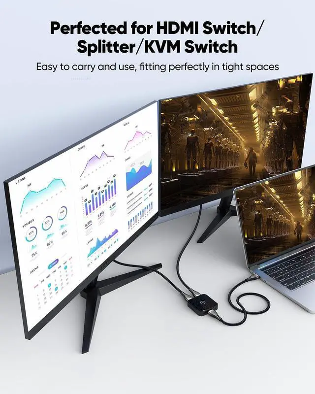 Alt view image 3 of 7 - 10K 8K Short HDMI Cable 6 inch 48Gbps Ultra High Speed Small HDMI Cable 0.5FT HDMI Cord 2.1 with 8K@60Hz 4K@120Hz eARC HDR10+ DTS:X 3D for HDMI Switch/Laptop/Apple TV/Fire TV/Monitor/PS5