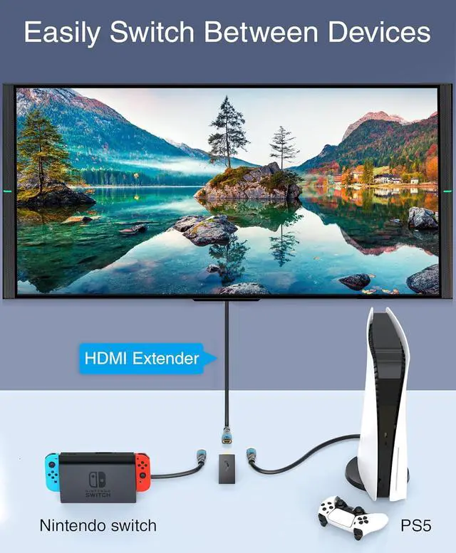 Alt view image 5 of 7 - HDMI Extension Cable (25FT 4K 60Hz HDMI Extender Male to Female Adapter High Speed 18Gbps) - Compatible with Xbox  PS5/PS4 Nintendo Switch TV Stick Laptop Chromecast Wii U