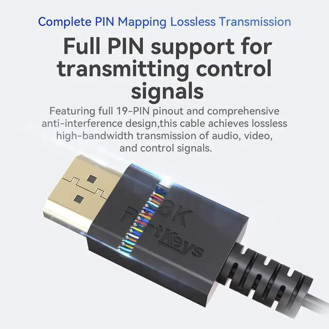 Alt view image 2 of 7 - 8K HDMI Cable Copper Core 3.6mm Diameter 48Gbps Full PIN HDMI 2.1 8K@60Hz 4K@240Hz UHD Support HDMI A to A for Camera HDTV Projector Computer  Xbox PS5 Apple TV (1m)