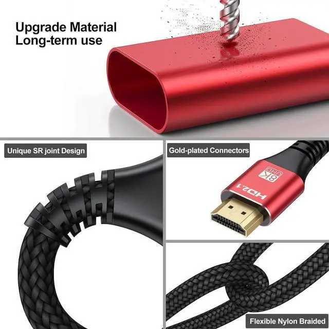 Alt view image 4 of 7 - 8K HDMI Extension Cable 6FT HDMI Extender 2.1 HDMI Male to Female Adapter Extension Cord 8K@60Hz 4K@120Hz 2K 3D HDR Compatible with  TV Stick HDTV PS5/PS4 Laptop Monitor Projector PC