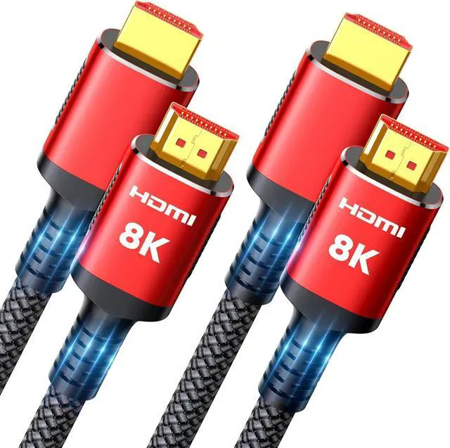 Main image of 8K HDMI Cable 2.1 Long 15FT 2-Pack Ultra 48Gbps High Speed 8K@60Hz 4K@120Hz 144Hz Braided Black HDMI Cord HDCP 2.2&2.3 eARC HDR10 Dynamic HDR Compatible with TV/PS-5/HDTV