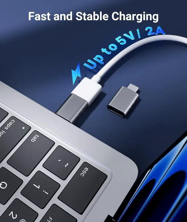 Alt view image 7 of 7 - USB C to USB Adapter Pack of 2 USB 3.0 Female to Thunderbolt 4/3 Adapter Compatible with MacBook Pro Air 2024 Surface iPad iPhone Galaxy Notebook XPS and More Type C Devices Space Grey