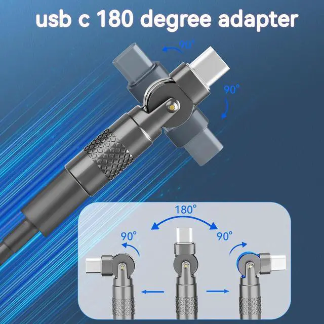 Alt view image 5 of 7 - USB C 180 Degree Adapter 60W (2 Pack) USB C to USB CAdapter High-Speed Data Transfer for MacBook Pro iPad Pro  Notebook  XPS and More Type C Devices