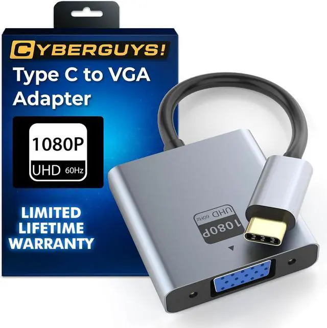 Main image of VGA to USB C Adapter Type-C to VGA Female Video Converter Supports 1080P@60Hz Plug & Play Compact & Durable Compatible with MacBook  HP Chromebook iPad Pro & More No Audio