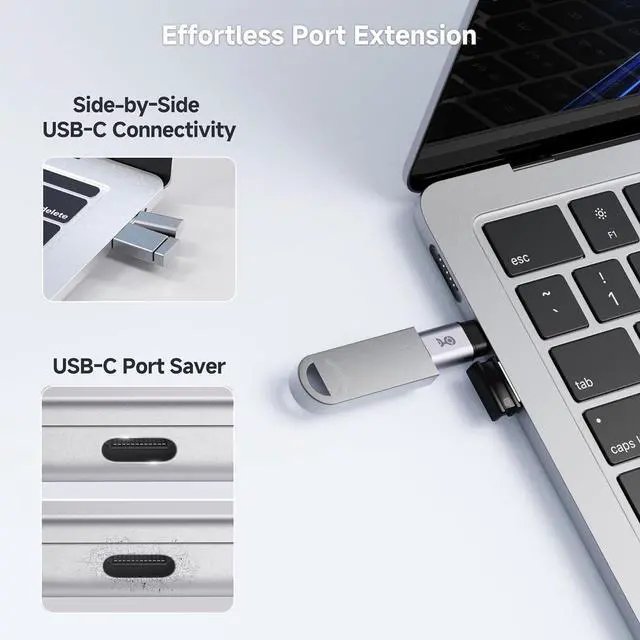 Alt view image 5 of 7 - 2-Pack USB C Extender Adapter Up to [4K@240Hz Video 240W Charging 40Gbps Data Transfer] USBC Female to USBC Male Adapter USB Type C Extender