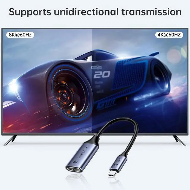 Alt view image 4 of 7 - USB C to DisplayPort 1.4 Adapter 8K@60Hz Thunderbolt 4/3 to DisplayPort Converter Compatible with iPhone 16/15 Galaxy S25 MacBook Pro/Air iPad XPS