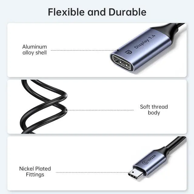 Alt view image 6 of 7 - USB C to DisplayPort 1.4 Adapter 8K@60Hz Thunderbolt 4/3 to DisplayPort Converter Compatible with iPhone 16/15 Galaxy S25 MacBook Pro/Air iPad XPS