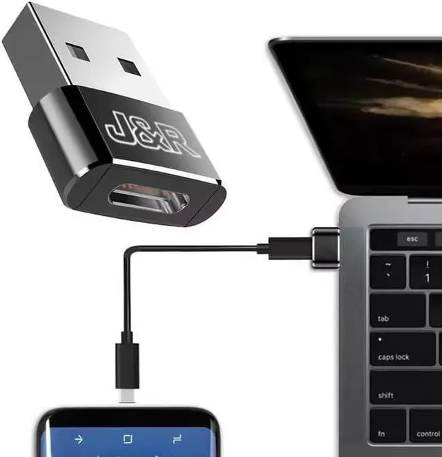 Alt view image 5 of 6 - USB to USB C Adapter USB C to USB Adaptor Metal Mini Converter for Data & Charging Ultra-Compact 2-Pack (Black & Silver) for   Google Pixel iPhone