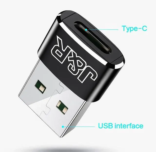 Alt view image 2 of 6 - USB to USB C Adapter USB C to USB Adaptor Metal Mini Converter for Data & Charging Ultra-Compact 2-Pack (Black & Silver) for   Google Pixel iPhone