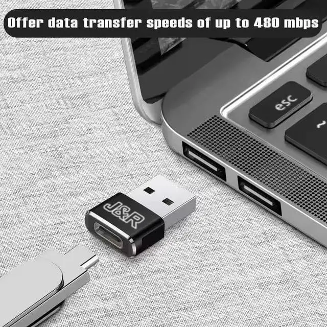 Alt view image 4 of 6 - USB to USB C Adapter USB C to USB Adaptor Metal Mini Converter for Data & Charging Ultra-Compact 2-Pack (Black & Silver) for   Google Pixel iPhone