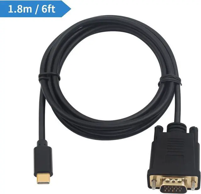 Alt view image 7 of 7 - USB C to VGA Adapter Cable 6FT/1.8M USB Type-C to VGA Male to Male Converter Cable with Gold-Plated Port for Monitor Phones Laptops and HDTV (Not Support Thunderbolt Port)