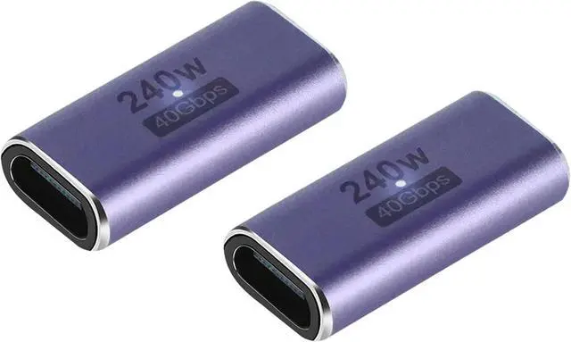 Main image of 240W USB C Coupler (2 Pack) USB Type C Female to Female Adapter Extender Compatible with Thunderbolt 4/3 Support up to 240W Charging 40Gbps Data Transfer and 8K@60Hz Video