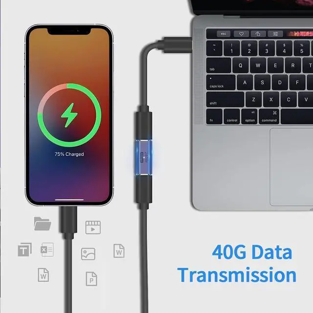 Alt view image 3 of 6 - 240W USB C Coupler (2 Pack) USB Type C Female to Female Adapter Extender Compatible with Thunderbolt 4/3 Support up to 240W Charging 40Gbps Data Transfer and 8K@60Hz Video