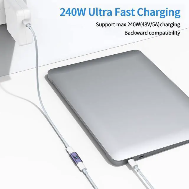 Alt view image 2 of 6 - 240W USB C Coupler (2 Pack) USB Type C Female to Female Adapter Extender Compatible with Thunderbolt 4/3 Support up to 240W Charging 40Gbps Data Transfer and 8K@60Hz Video