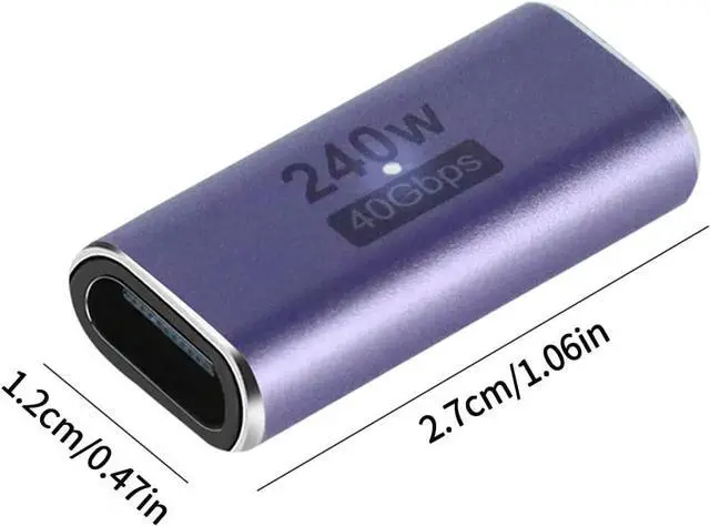 Alt view image 6 of 6 - 240W USB C Coupler (2 Pack) USB Type C Female to Female Adapter Extender Compatible with Thunderbolt 4/3 Support up to 240W Charging 40Gbps Data Transfer and 8K@60Hz Video