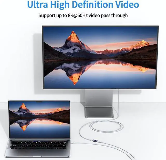 Alt view image 4 of 6 - 240W USB C Coupler (2 Pack) USB Type C Female to Female Adapter Extender Compatible with Thunderbolt 4/3 Support up to 240W Charging 40Gbps Data Transfer and 8K@60Hz Video