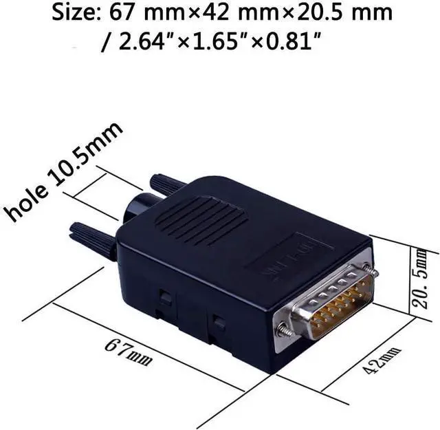Alt view image 5 of 7 - DB15 Solderless Serial to 15-pin Port Terminal Male Adapter Connector Breakout Board with Case Long Bolts Nuts (2PCS Male)
