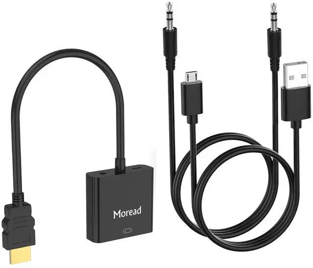 Alt view image 7 of 7 - HDMI to VGA with Audio Gold-Plated Active HDMI to VGA Adapter (Male to Female) with Micro USB Power Cable & 3.5mm Audio Cable for PS4 MacBook Pro Mac mini  TV and More - Black