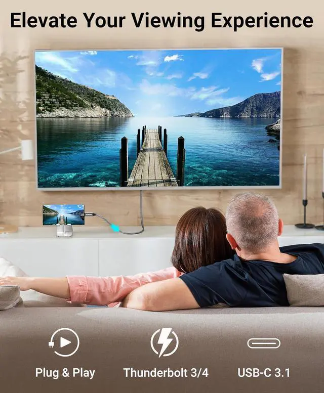 Alt view image 6 of 7 - USB C to VGA Cable - (10FT Type C to VGA 1080p Display Cable Male to Male USB 3.1 Thunderbolt 3/4) - USB-C to VGA Compatible with Laptop Phone Tablet HDTV Monitor Projector