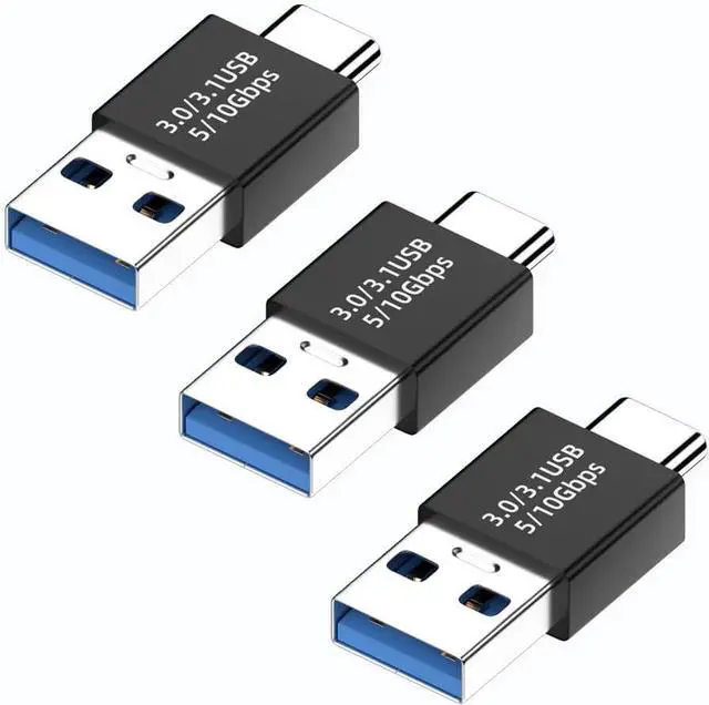 Main image of USB 3.1 Male to USB C Male Adapter USB A to USB C Connector 10Gbps Compatible with Mobile Phones Computers Notebook Computers Black3 Pack