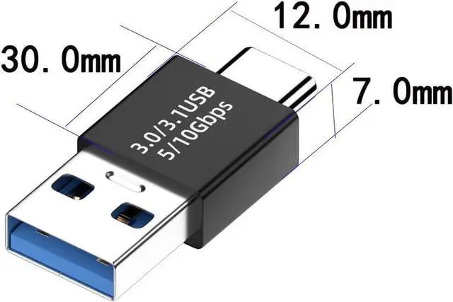 Alt view image 4 of 5 - USB 3.1 Male to USB C Male Adapter USB A to USB C Connector 10Gbps Compatible with Mobile Phones Computers Notebook Computers Black3 Pack